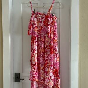 Petal & Pup Pink and Orange Floral Tiered Strap Two piece